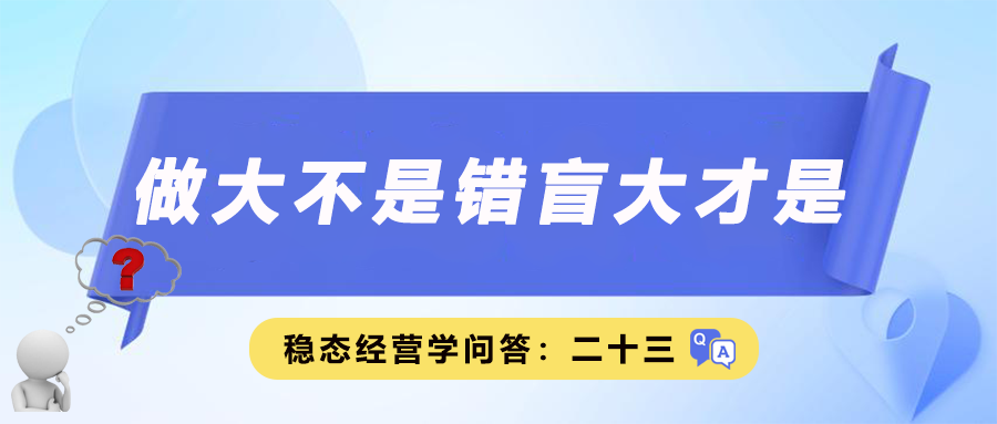 稳态经营学问答二十三｜做大不是错，盲大才是